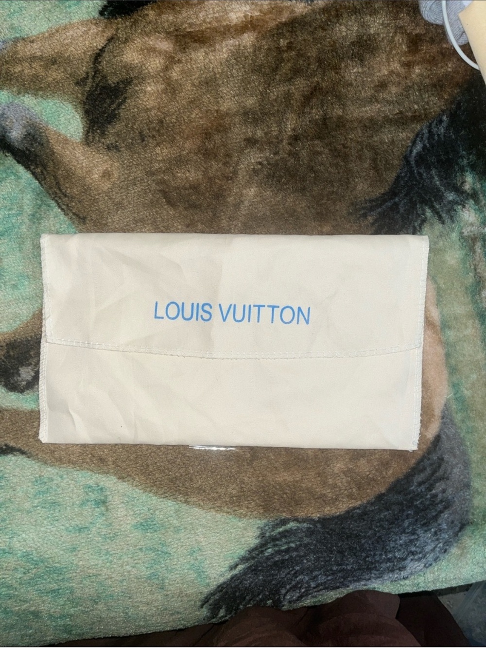 Louis Vuitton Cream Pouch with Light Blue Logo